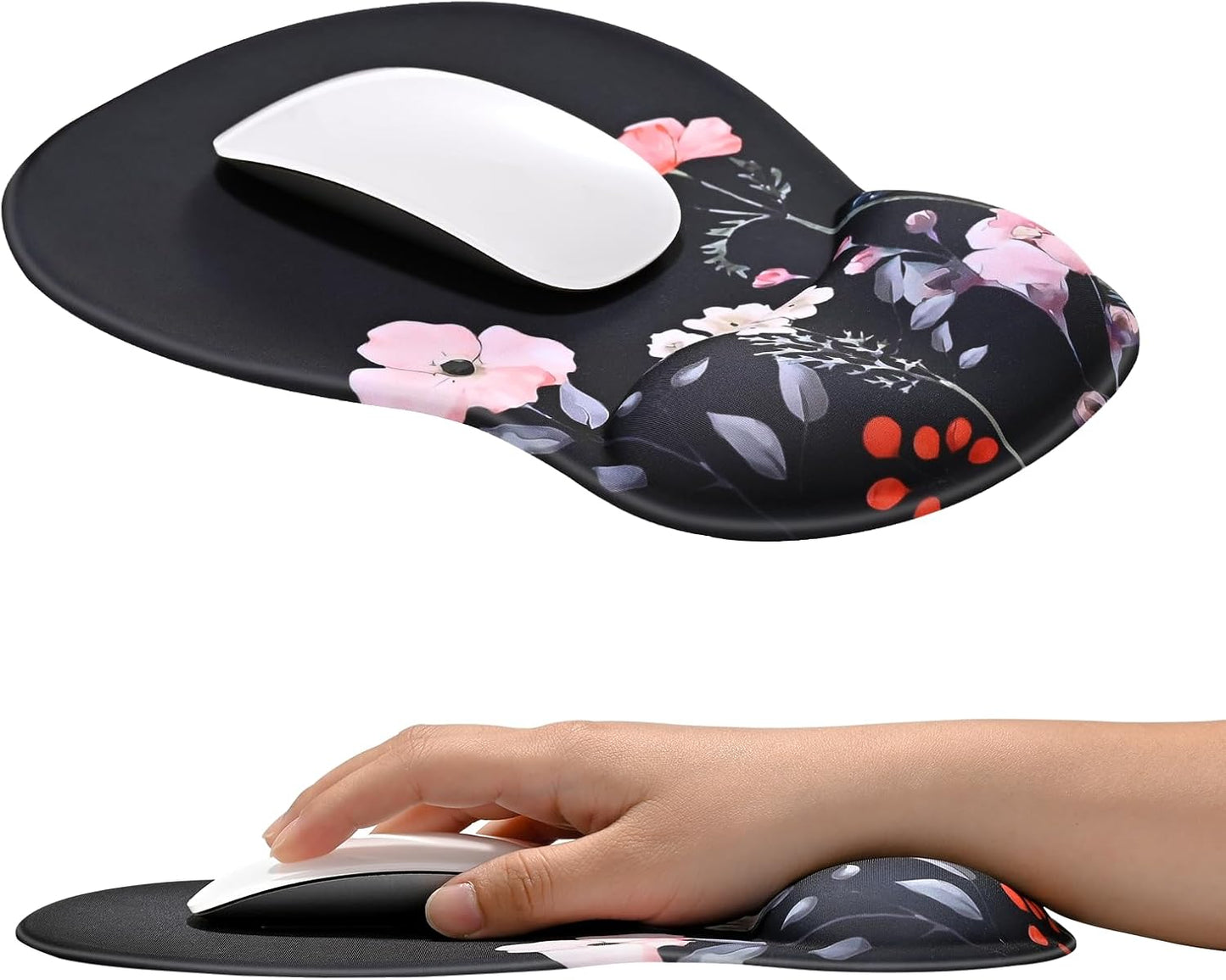 EooCoo Ergonomic Mouse Pad with Gel Wrist Rest Support, Middle Concave Design for Natural Wrist Alignment, Non-Slip Base Mousepad for Laptop, Computer, Office Desk Accessories, Carpal Tunnel Syndrome