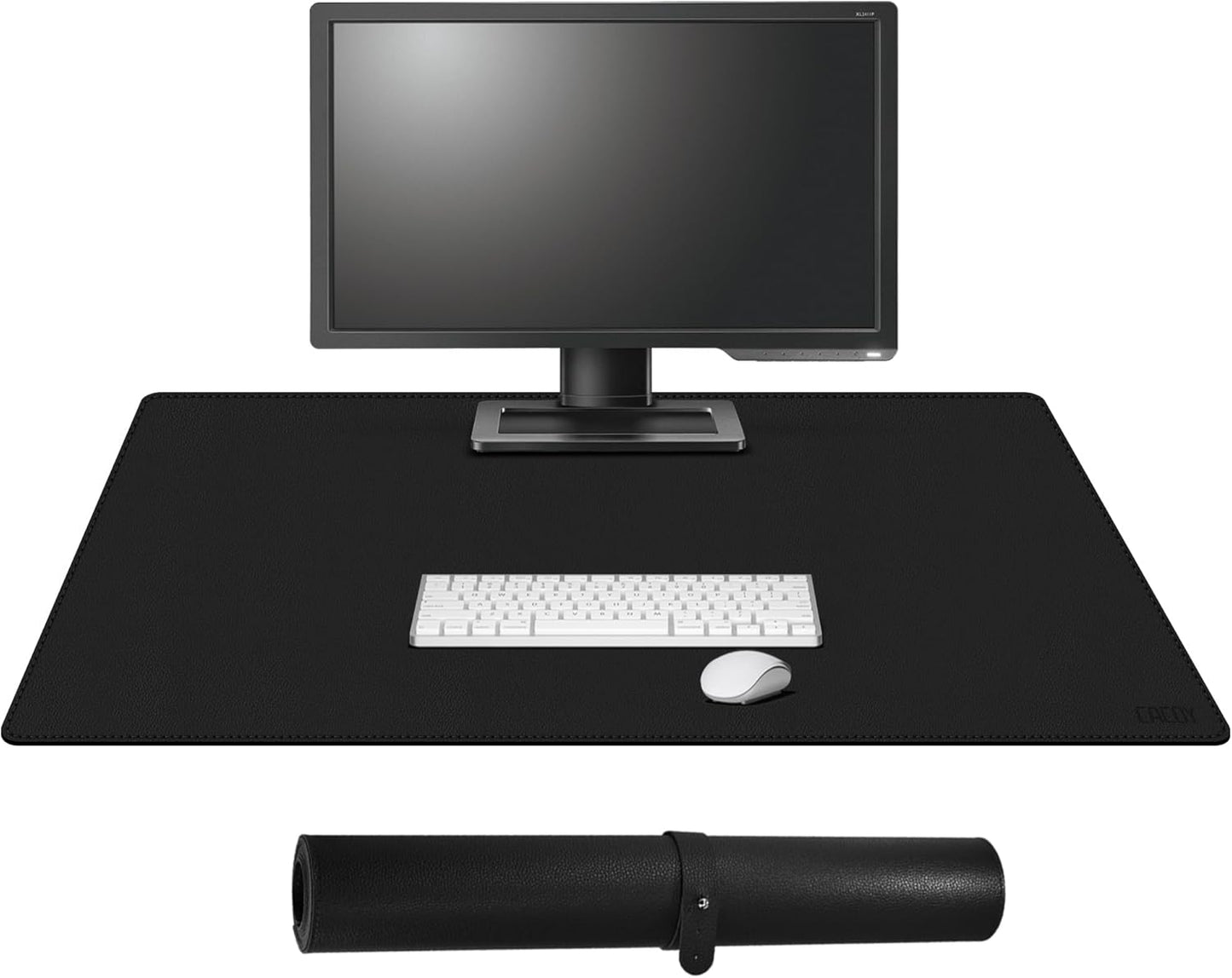 Cacoy 36" x 20" Leather Desk Mat for Home Office, Extra Large PU Leather Desk Pad Blotters, Waterproof Computer Keyboard Mat, Extended Gaming Mouse Pad, Desk Protector for Desktop and PC Laptop, Black