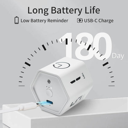 LUCKY TIME Productivity Timer Flip Gravity Sensor Pomodoro Cube Timer Countdown & Countup,1/5/10/30/60min Preset & Custom Timing, Mute/Vibrate/Sound for ADHD,Work,Study,Kitchen(1, White Hexagon)
