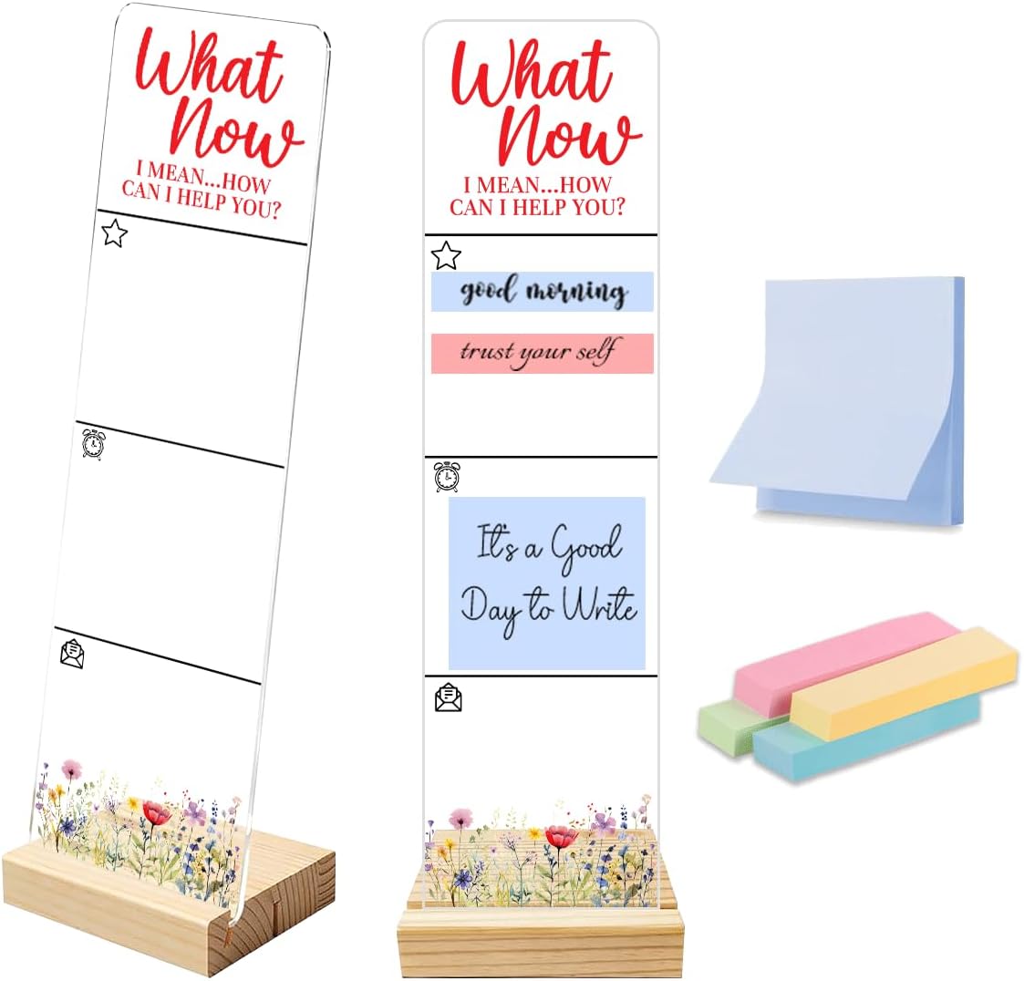 Sticky Note Holder Acrylic Monitor Memo Board Desk Organizers and Accessories Desk Decor Post It Note Holder with 200Pcs Sticky Notes Funny Sarcastic Office Positive Desk Sign