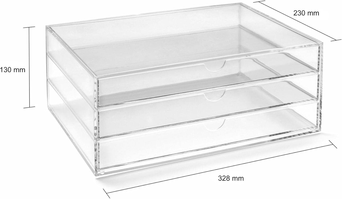 Osco X-Small Clear Acrylic Triple Drawer, (X-Small), A3274