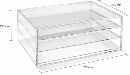 Osco X-Small Clear Acrylic Triple Drawer, (X-Small), A3274