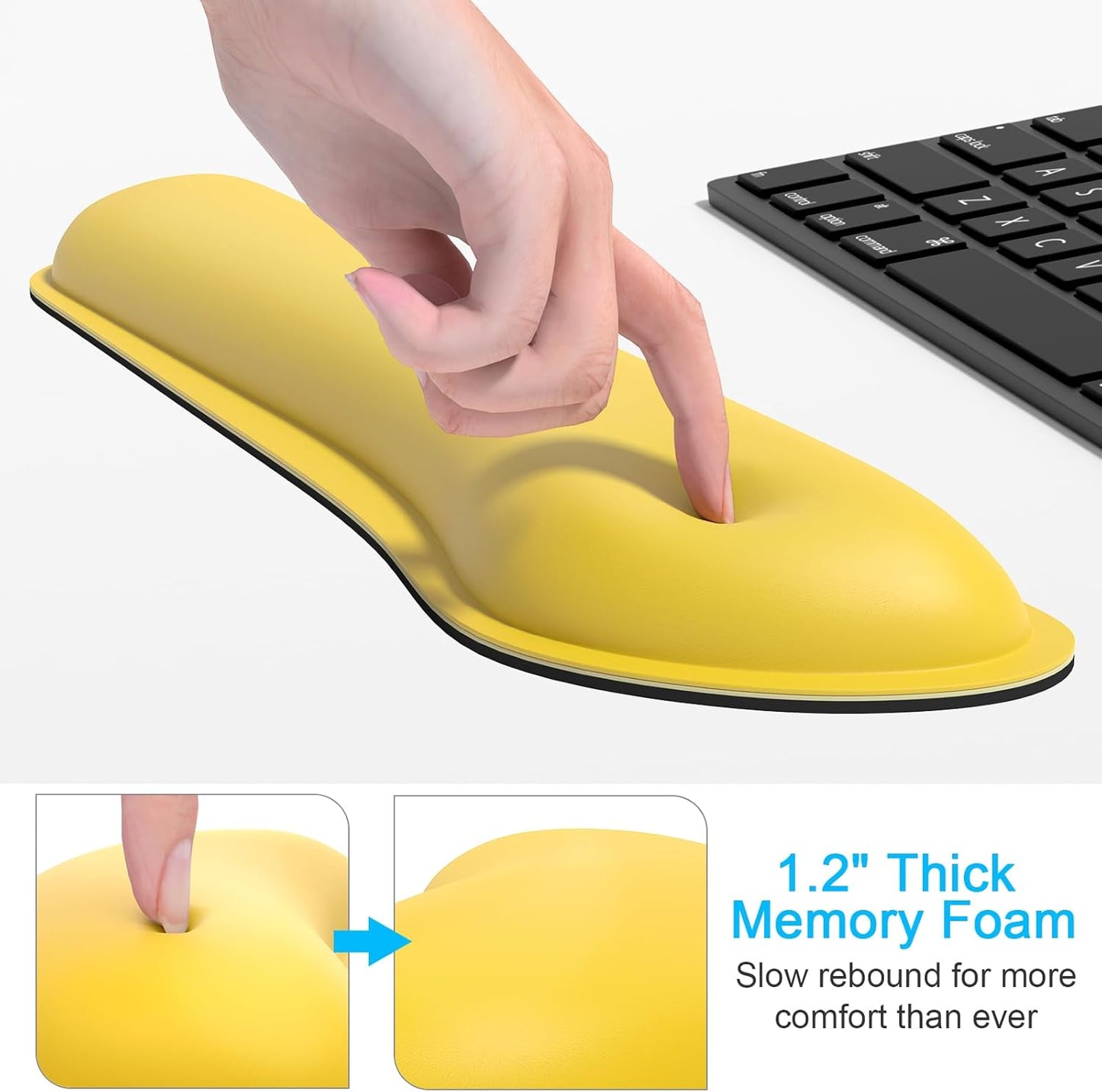 Dapesuom Mouse Wrist Rest, Ergonomic Memory Foam Mouse Wrist for Computer Desk Mats Support, PU Leather Hand Rest Pad Cushion for Gaming, Laptop, Men, Women, Pain Relief & Easy Typing, Black