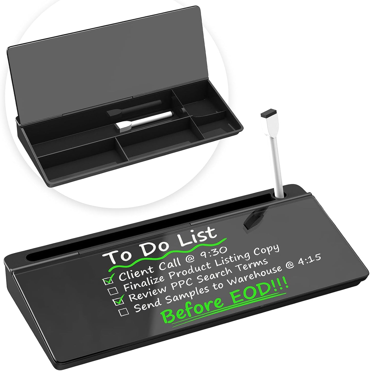 Glass Desktop Whiteboard, Dry Erase Board with Marker Holder, Computer Monitor Message Board and Desk Organizer for Home, Office and School Supplies (Pink)