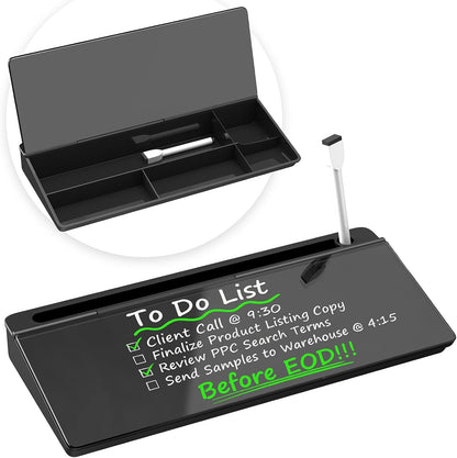 Glass Desktop Whiteboard, Dry Erase Board with Marker Holder, Computer Monitor Message Board and Desk Organizer for Home, Office and School Supplies (Pink)