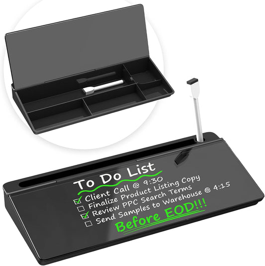 Glass Desktop Whiteboard, Dry Erase Board with Marker Holder, Computer Monitor Message Board and Desk Organizer for Home, Office and School Supplies (Pink)