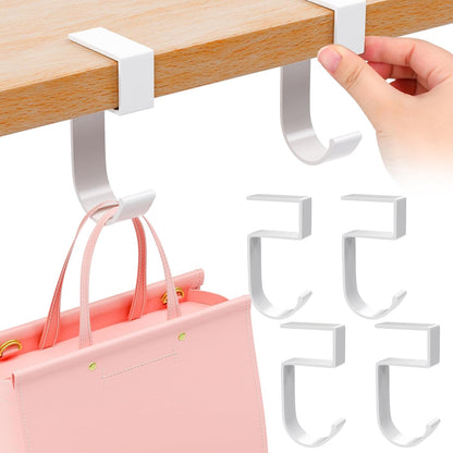CroBlissful 4 Pcs Purse Hook for Table Nail Free Handbag Hanger for Desk Heavy Duty Purse Hook for Hanging Bags Umbrellas Keys Cups Headphone(Black)