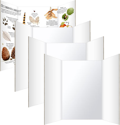 Trifold Poster Board 36"x48", 2 Pack White Extra Large Corrugated Display Board Foldable Board for School Projects, Science Fair, Business Presentations, Photo Displays, Graduation Exhibitions