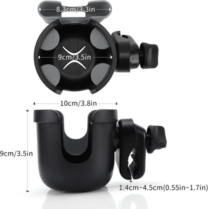 Accmor 2-in-1 Walker Cup Holder with Phone Holder, Wheelchair Cup Holder, Rollator Cup Holder, Cup Phone Holder for Walker, Wheelchair, Rollator, Mobility Scooter