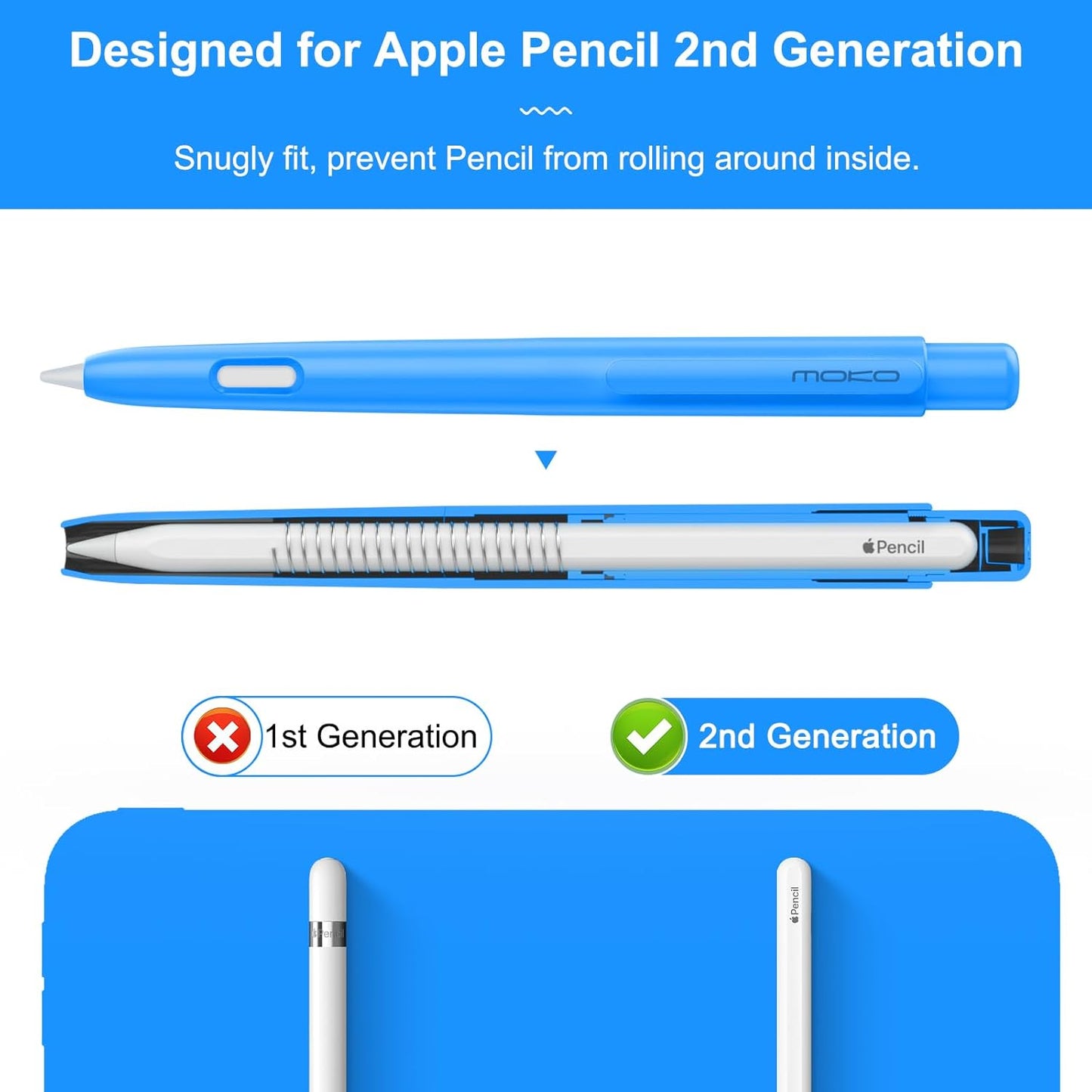 MoKo Holder Case Compatible with Apple Pencil 2nd Generation, Retractable Protective Apple Pencil Cover with Sturdy Clip, Hard PC Apple Pencil Case, Support Double-Tap, Dark Purple