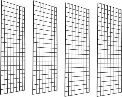 Only Hangers - Commercial Grade Gridwall Panels – 2’ Width x 6’ Height, Pack of 4 (Black Finish)