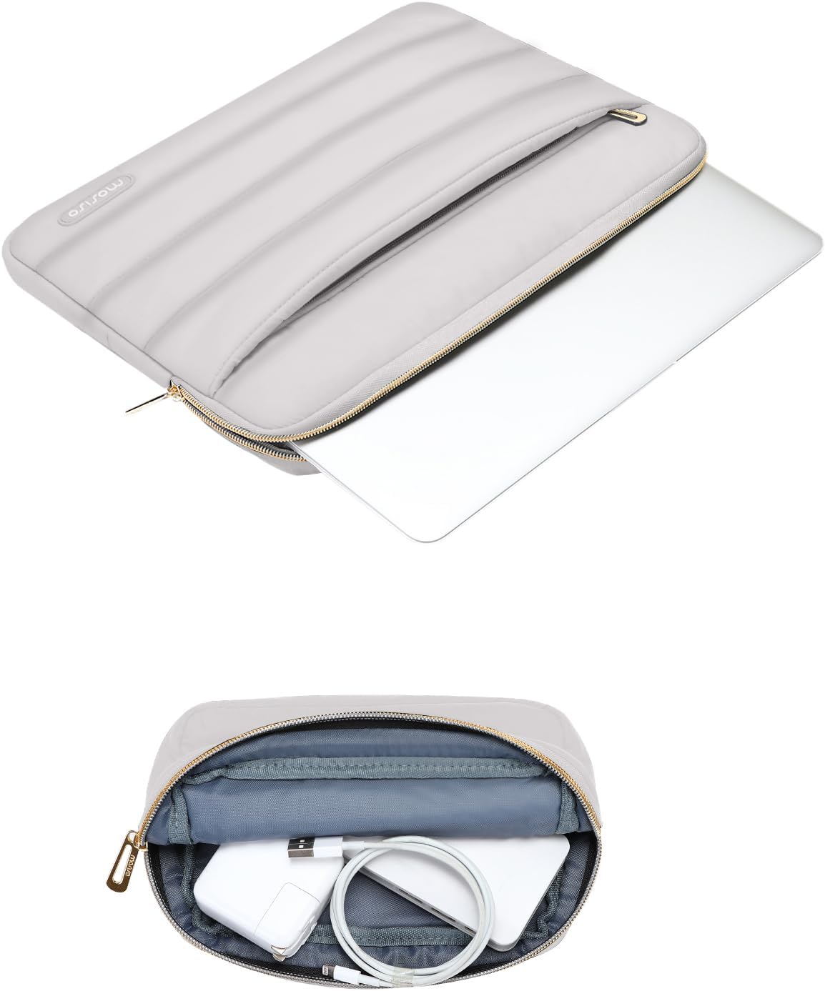 MOSISO Laptop Case 13.3 inch,13-13.3 inch Puffy Laptop Sleeve Compatible with MacBook Neo/Air 13.6 M5 M4 M3 M2 M1/Pro 13/14,HP Dell ASUS Lenovo,Polyester Horizontal Bag with Small Case, Sand
