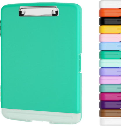 Piasoenc Clipboard with Storage, 8.5 x 11 Organization Box with Pen Holder and A4 Legal Paper Folder, Folio & Side-Opening, Low Profile Clip,for Nurses,Teachers, Size 14 x 9.6 x 1.2 in, Black
