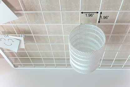 Metal Hook Wall Mounted Pen Pencil Holder, Office Desk Organizer with Hook for Hanging on Wire Mesh Wall Grid Panel (White, Large)
