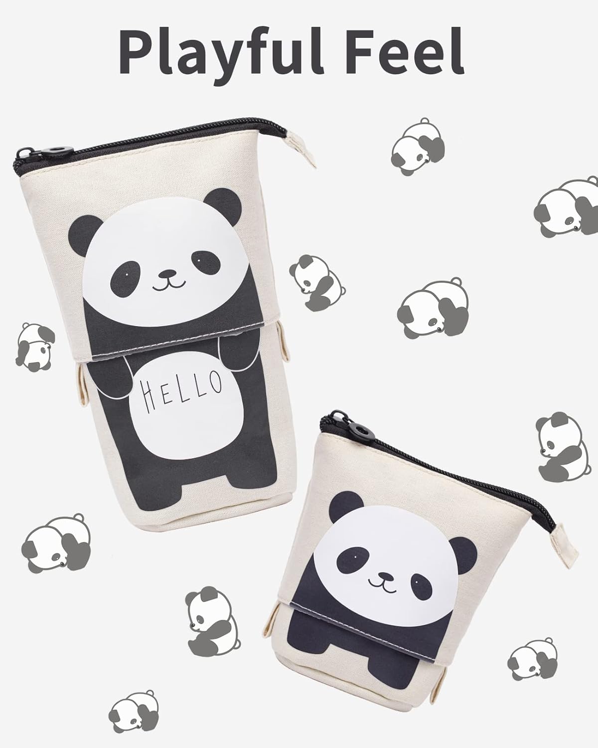 Sooez Standing Pencil Case, Cute Stand up Pencil Pouch, Telescopic Pen Pouch, Portable Pencil Holder, Kawaii Stand up Pencil Case, Spacious Pencil Pouch Bag for School Office Supplies, Black