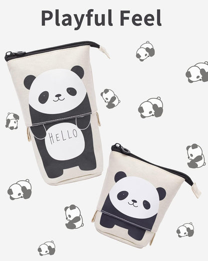 Sooez Standing Pencil Case, Cute Stand up Pencil Pouch, Telescopic Pen Pouch, Portable Pencil Holder, Kawaii Stand up Pencil Case, Spacious Pencil Pouch Bag for School Office Supplies, Black