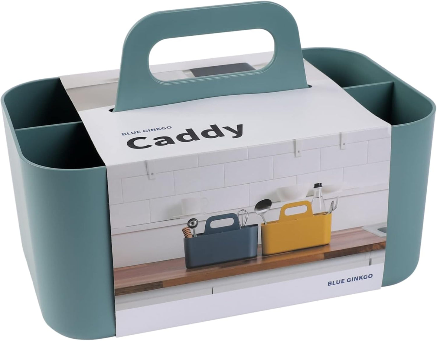 BLUE GINKGO Stackable Organizer Caddy – Korean-Made Portable Tote for Bathroom, Office, Crafts, or School Supplies (Rectangle, White)