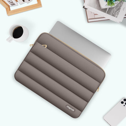 MOSISO Laptop Case 13.3 inch,13-13.3 inch Puffy Laptop Sleeve Compatible with MacBook Neo/Air 13.6 M5 M4 M3 M2 M1/Pro 13/14,HP Dell ASUS Lenovo,Polyester Horizontal Bag with Small Case, Sand