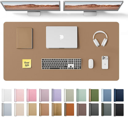 YSAGi Leather Desk Protector, Office Mat, Large Mouse Mat, Non-Slip PU Leather Blotter, Laptop Desk Mat, Waterproof Writing Pad for Office and Home (Black, 31.5" x 15.8") - Colors B