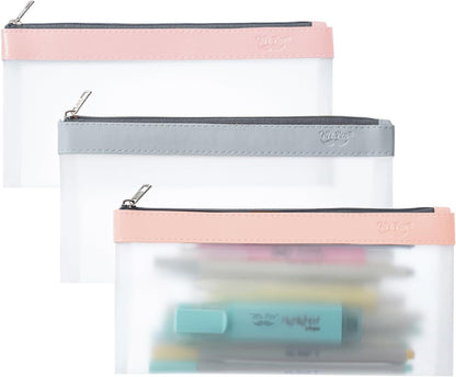 Mr. Pen- Clear Pencil Pouch, 8.50"x4.25", 3 Pack, Durable TPU Material, Medium Water-Resistant Pencil Bags with Smooth Zipper, Multipurpose Clear Pouch for Stationery, School, Office, Travel Supplies