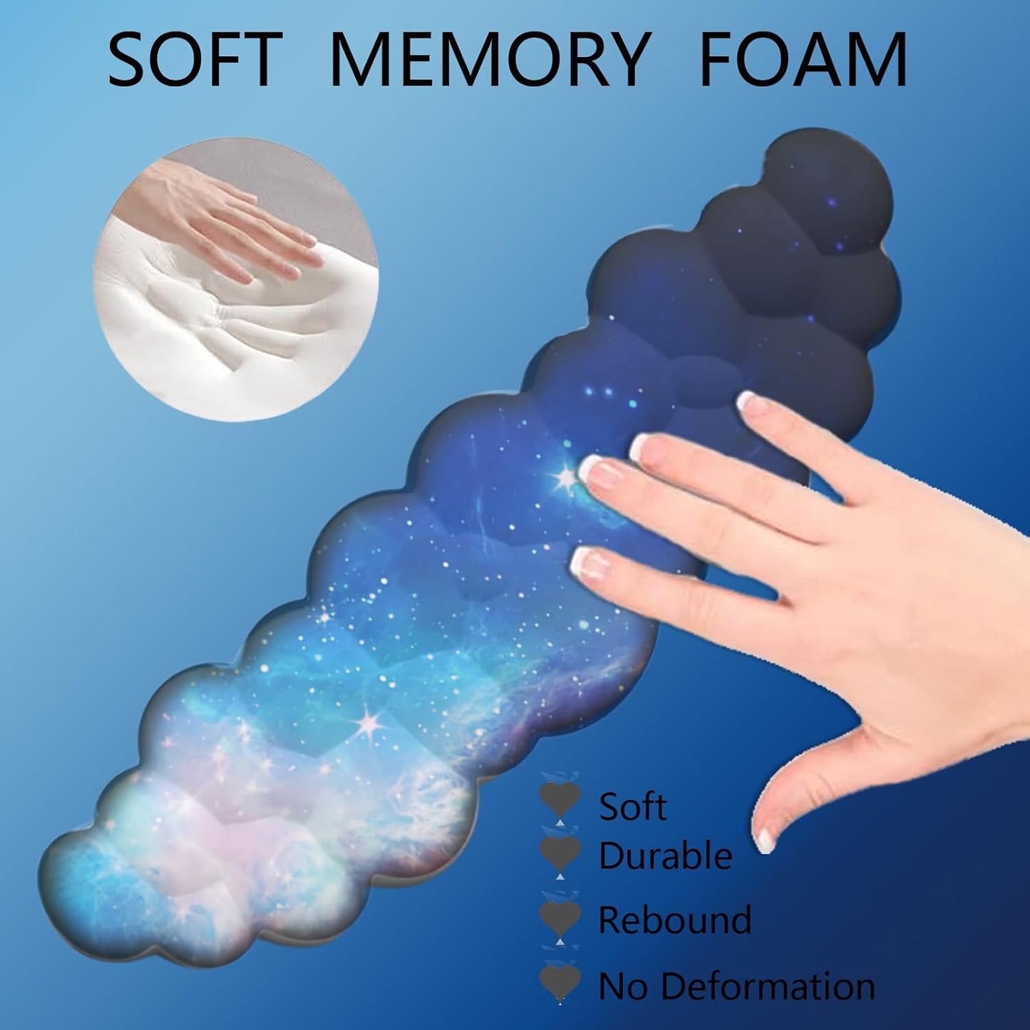 Cloud Keyboard Wrist Rest Dark Green Mouse Pad with Wrist Rest Ergonomic Wrist Pad Memory Foam Non-Slip Wrist Support for Computer Laptop Gaming Home Office Relief Typing Pain Green