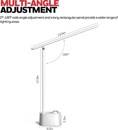 Honeywell Upgraded LED Desk Lamp - H01 Pro Sunturalux™ Foldable Desk Light with USB A+C Charging Ports, 3 Color Modes Dimmable Table Lamp for Home Office Reading(Black)