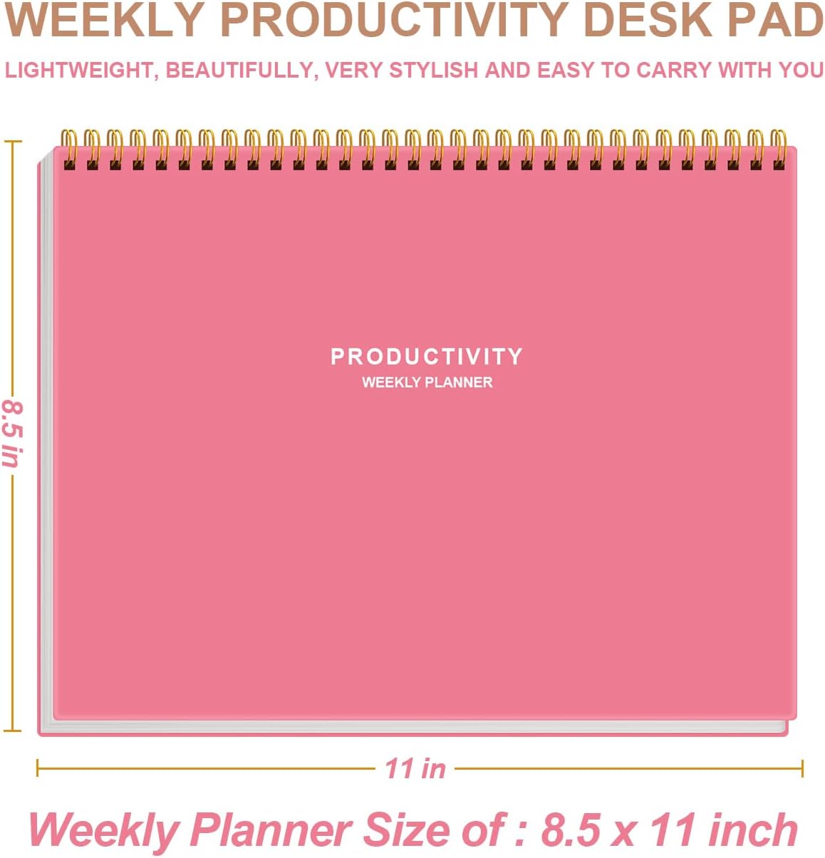 Weekly Productivity Planner - 8.5" x 11" Dashboard Desk Notepad Has 6 Focus Areas to List Tasks for Goals, Projects, Clients, Academic or Meal-Organize Your Daily Work Efficiently, 54 Weeks, Green