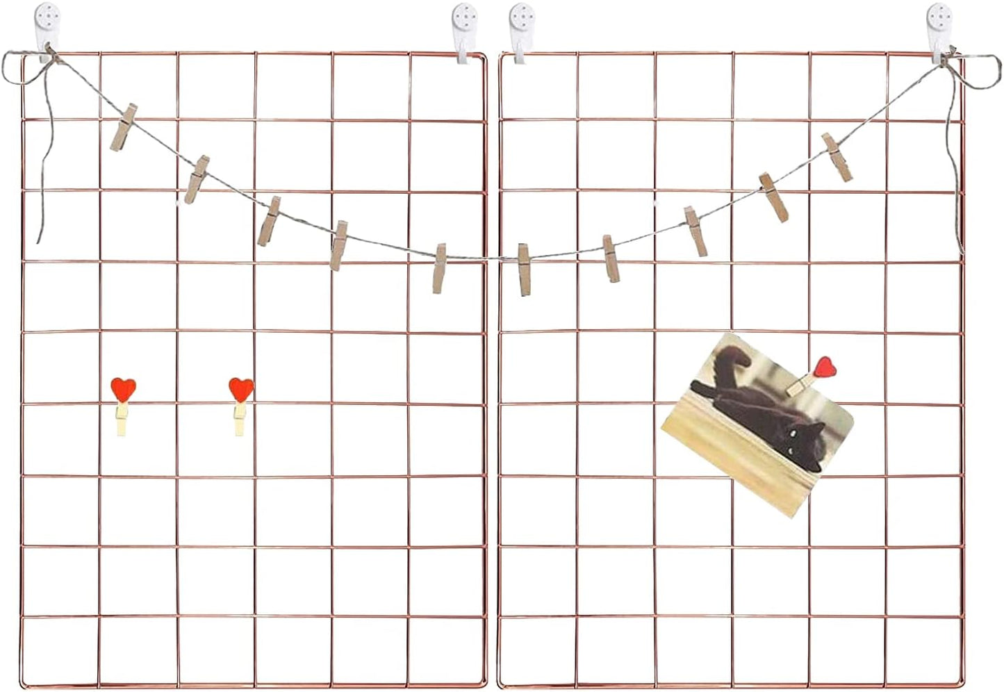 Wall Grid 2 Pack Wire Photo Grid Panels Black Memo Board Wall Organizer (black)