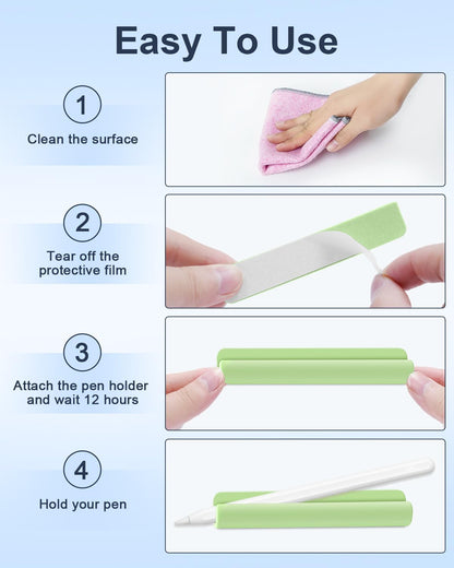 eZAKKA 2PCS Silicone Pencil Holder, Stylus Holder For Stylus Pens,For Most Pens,Pencils,Self-Adhesive Stick To Notebooks,Diary, Desks,Tablet, Black