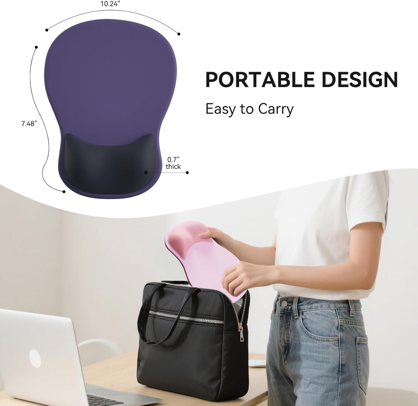 Ergonomic Mouse Pad with Wrist Rest,Cute Gel Mousepad Wrist Support - Small Mini Portable for Travel Mouse Pads for Desk Laptop,Computer,Office & Home Decor (Pink&Light Pink)