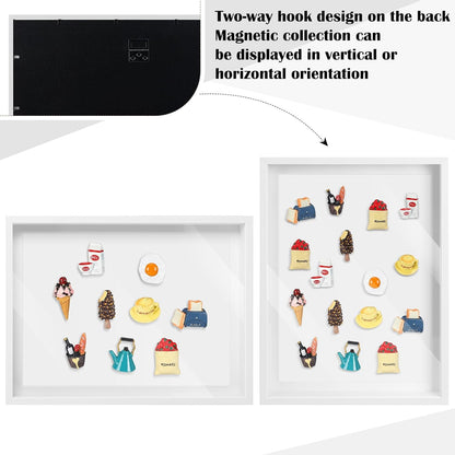 Vicenpal 1 Pcs Large Magnetic Board 16" x 12" Magnet Display Board Removable Souvenir Fridge Magnet Frames Case for Wall Dust Proof Magnetic Shadow Box for Wall Table Refrigerator (Black)