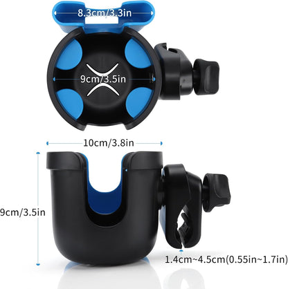 Accmor 2-in-1 Walker Cup Holder with Phone Holder, Wheelchair Cup Holder, Rollator Cup Holder, Cup Phone Holder for Walker, Wheelchair, Rollator, Mobility Scooter