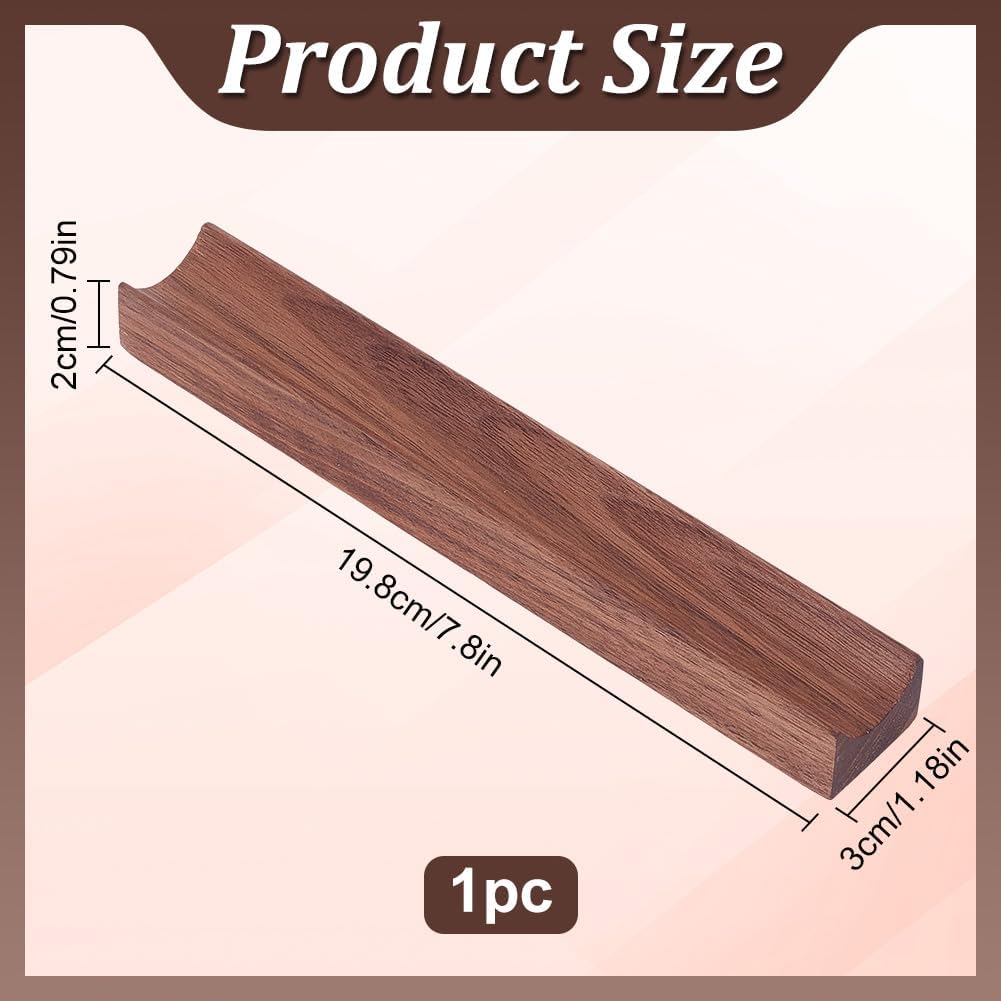 PLIGREAT Single Walnut Wood Pen Tray Wooden Desk Pencil Organizer Holder Minimalist Single Pen Rest for Office Stationery Desk Decor Retro Home Bedroom Decoration, 7.87x1.18x0.78inch
