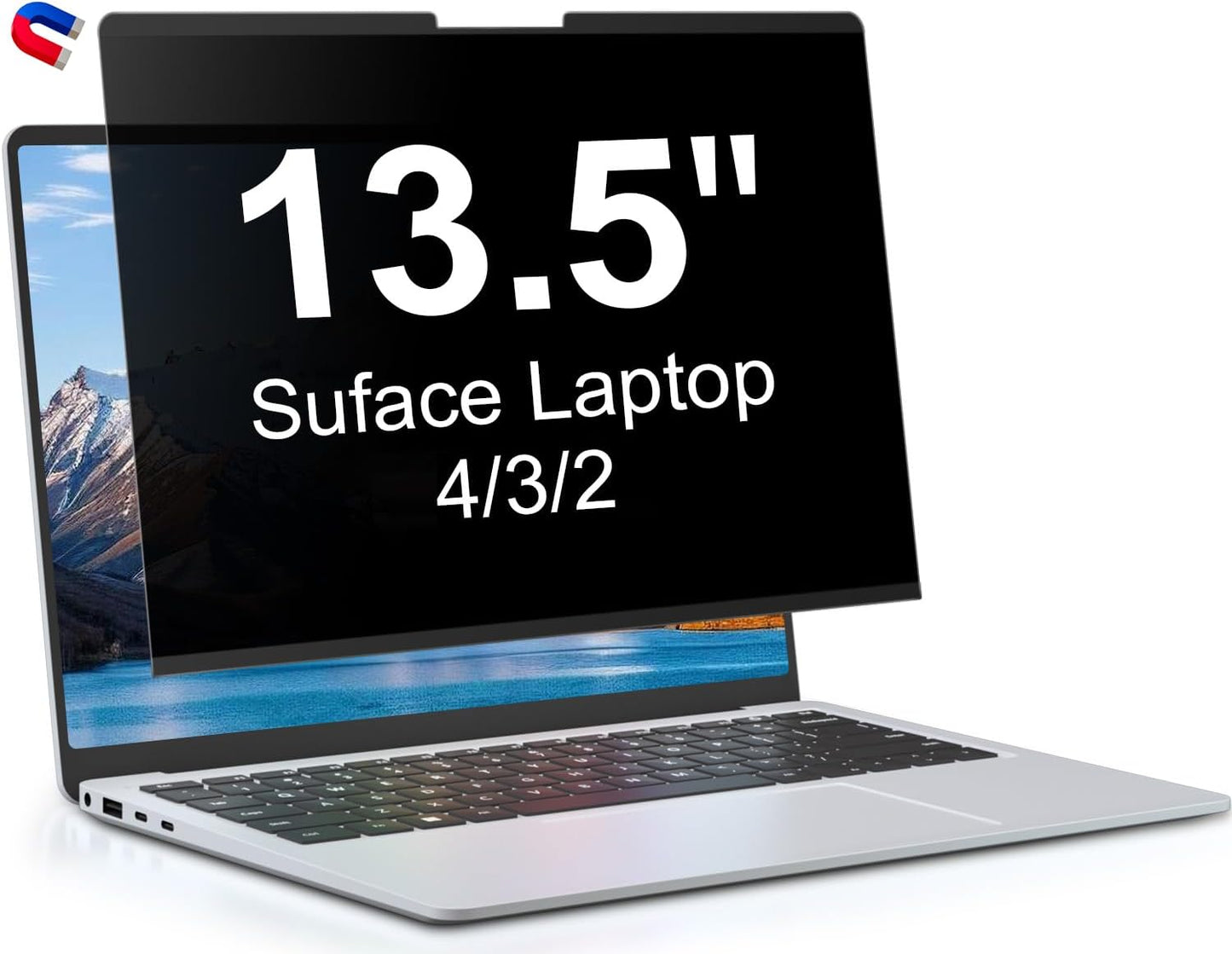 13.8 Inch Magnetic Privacy Screen for Microsoft Surface Laptop 7, Removable Anti Glare Screen Protector, Blue Light Computer Filter, Anti Spy Easy Install