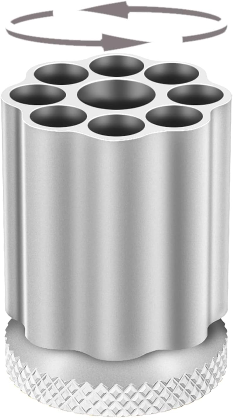Rotating Revolver Pen Holder, Gun Cylinder Pen Holders, Favorite Pencil Holder and Perfect Stationery Supplies (Black)