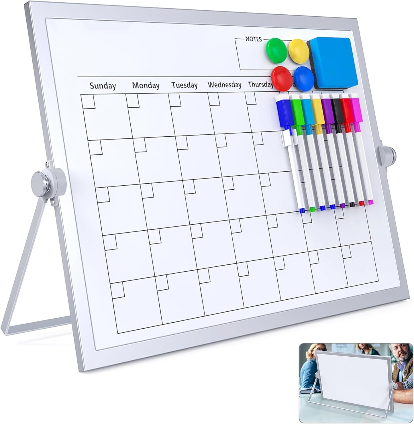 Small Dry Erase White Board, Magnetic Desktop Whiteboard with Stand, Dry Eease Board Mini Easel Double Sided on Table Top with Holder for Kids Drawing, Teacher Instruction