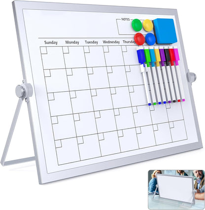 Small Dry Erase White Board, Magnetic Desktop Whiteboard with Stand, Dry Eease Board Mini Easel Double Sided on Table Top with Holder for Kids Drawing, Teacher Instruction