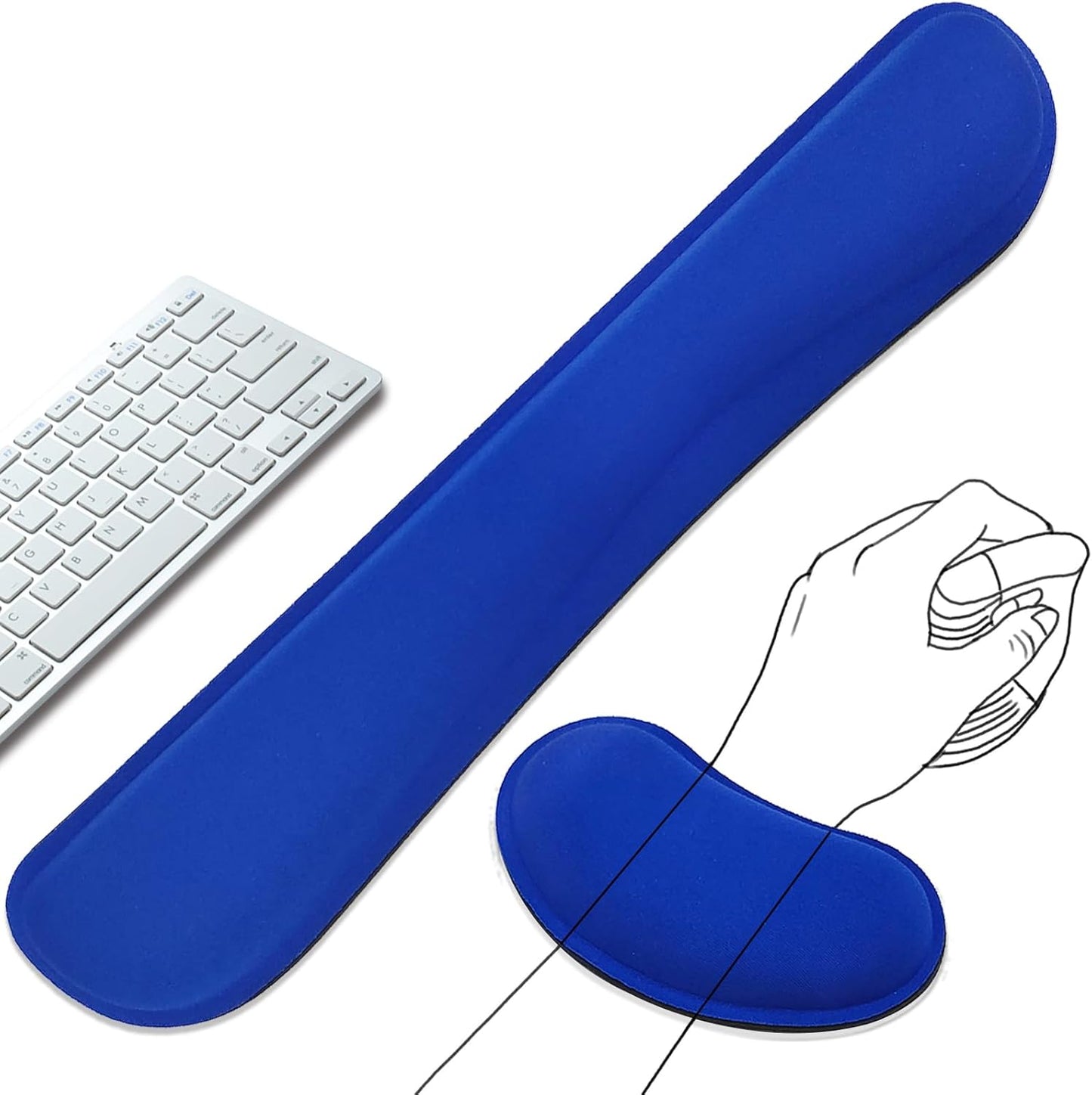 Keyboard Wrist Rest and Mouse Wrist Rest Set - Ergonomic Memory Foam Wrist Cushion - for Wrist Support on Computer, Laptop, Office, Playing Games, Typing Relieves Wrist Pain Rose Red