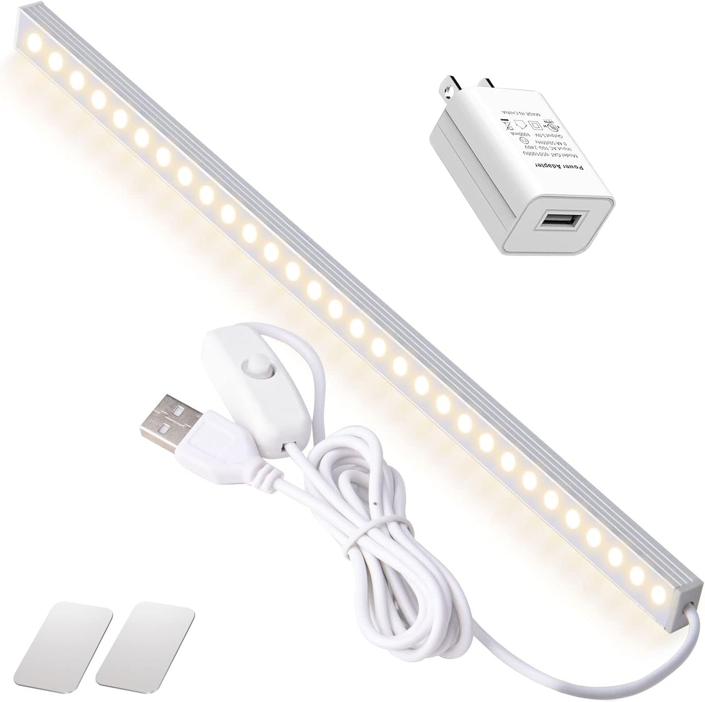 DWEPTU 2Pack LED Under Cabinet Light LED Light Bar with USB Powered Under Cabinet Lights for Closet Light Bar Under Counter Lighting Work Tables Student Dormitory (Include AC Plug)