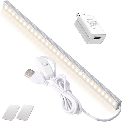DWEPTU 2Pack LED Under Cabinet Light LED Light Bar with USB Powered Under Cabinet Lights for Closet Light Bar Under Counter Lighting Work Tables Student Dormitory (Include AC Plug)