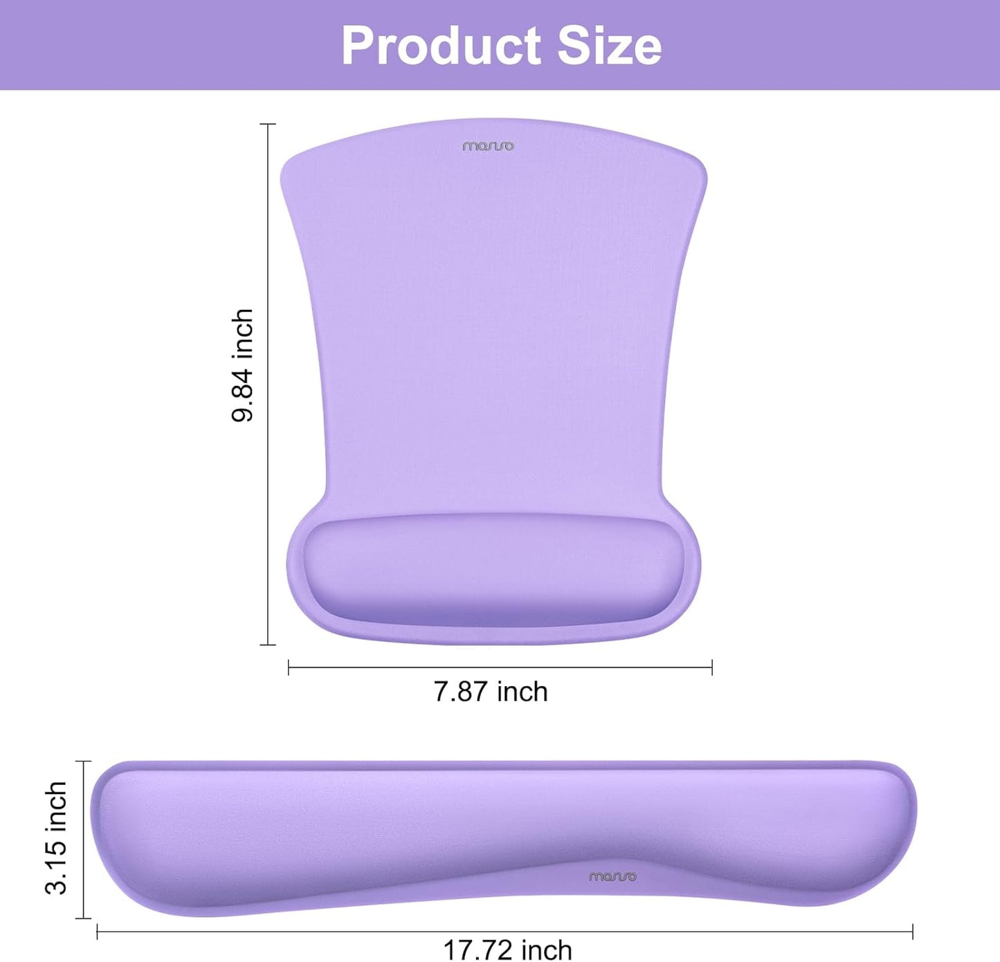 MOSISO Wrist Rest Support for Mouse Pad & Keyboard Set, Ergonomic Mousepad Non-Slip Base Home/Office Pain Relief & Easy Typing Cushion with Neoprene Cloth & Raised Memory Foam, Black