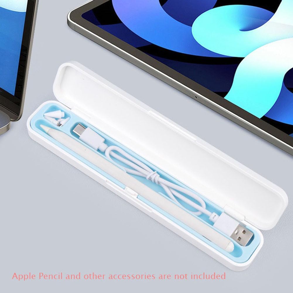 SIXFU Case for Apple Pencil, Storage Case Design for Apple Pen 2nd/ 1st, iPad Pencil Accessories Charging Cable Case for Stylus Pen(White+Pink)
