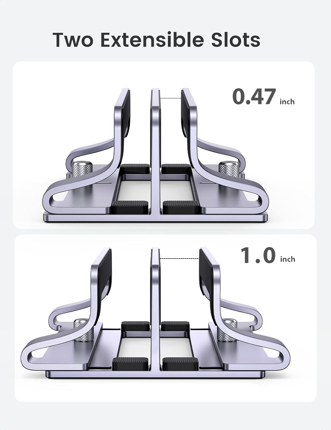UGREEN 2-Slot Vertical Laptop Stand Holder Desk Compatible with MacBook Pro Air Laptop Stand Desktop Adjustable, Lenovo Ideapad, Surface Book, HP Notebook, Dell Chromebook Up to 17.3 Inch, Space Gray