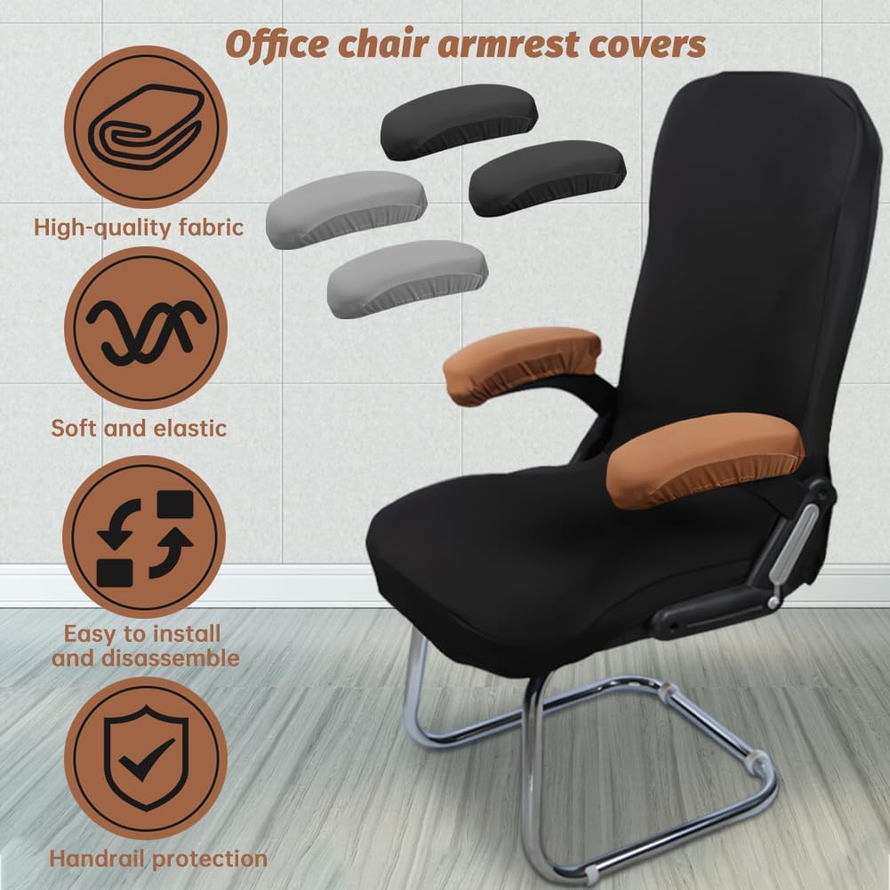 Kakalote Office Chair Armrest Covers, 1pair Stretchable Stretch Computer Chair Slipcover Desk Chairs Arm Cover for Office, Desk, Gaming Chairs (Black)
