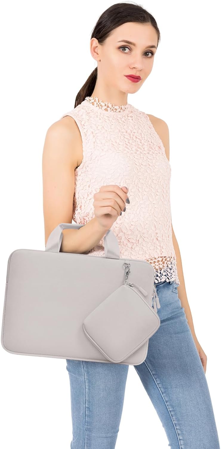 MOSISO Laptop Case 13.3 inch, 13-13.3 inch Laptop Sleeve Bag Compatible with MacBook Air/Pro 13 / Pro 14, HP Dell ASUS, Neoprene Carrying Computer Bag with Handle&Detachable Small Case, Pink