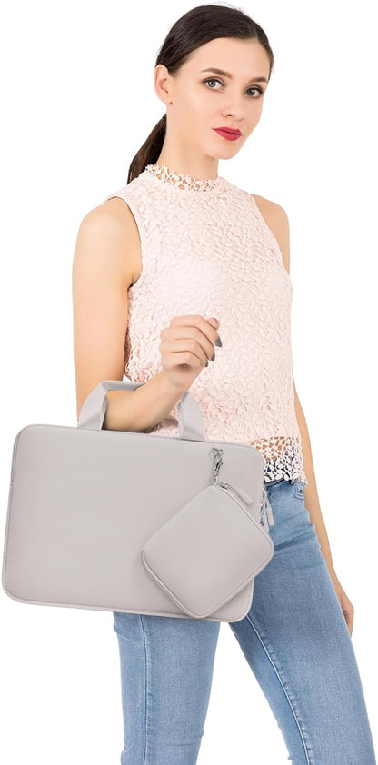 MOSISO Laptop Case 13.3 inch, 13-13.3 inch Laptop Sleeve Bag Compatible with MacBook Air/Pro 13 / Pro 14, HP Dell ASUS, Neoprene Carrying Computer Bag with Handle&Detachable Small Case, Pink