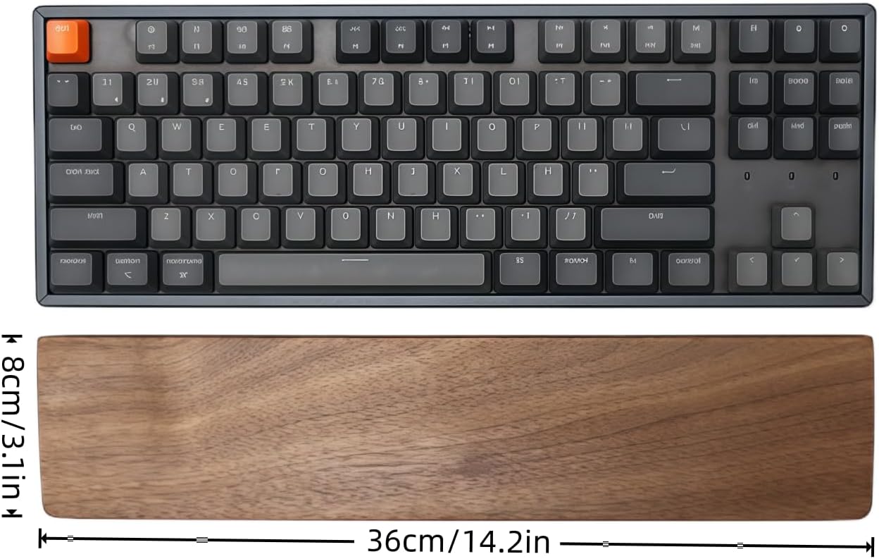 Walnut Wood Keyboard Wrist pad - Ergonomic Design for Wrist Fatigue Relief, Compatible with Most Keyboards & Laptops, Anti-Slip Base for Programmers & Gamers (Walnut Wood, 87 Key)