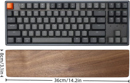 Walnut Wood Keyboard Wrist pad - Ergonomic Design for Wrist Fatigue Relief, Compatible with Most Keyboards & Laptops, Anti-Slip Base for Programmers & Gamers (Walnut Wood, 87 Key)
