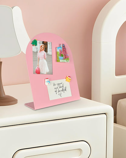 Magnet Board - Pink, 7.1 x 9.8 x 2.4 in, Standing Magnetic Board for Desk, Magnetic Display for Memos, Photos & Documents, Bulletin Board for Home Office School Kitchen Table Supplies(PK-GX1825-1P)