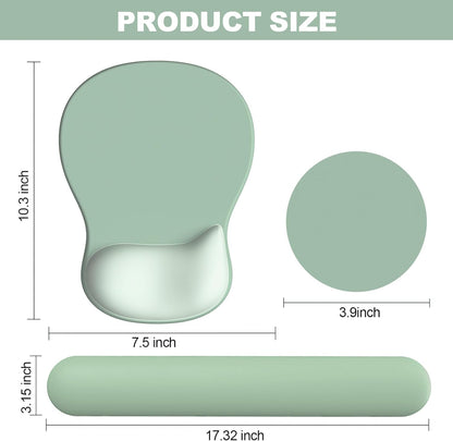 Ergonomic Mouse Pad with Wrist Rest and Keyboard Wrist Rest, Gel Mousepad and Wrist Rest for Computer Keyboard, Pain Relief, Non-Slip PU Base, Mouse Pad with Wrist Support for Gaming, Office, Brown